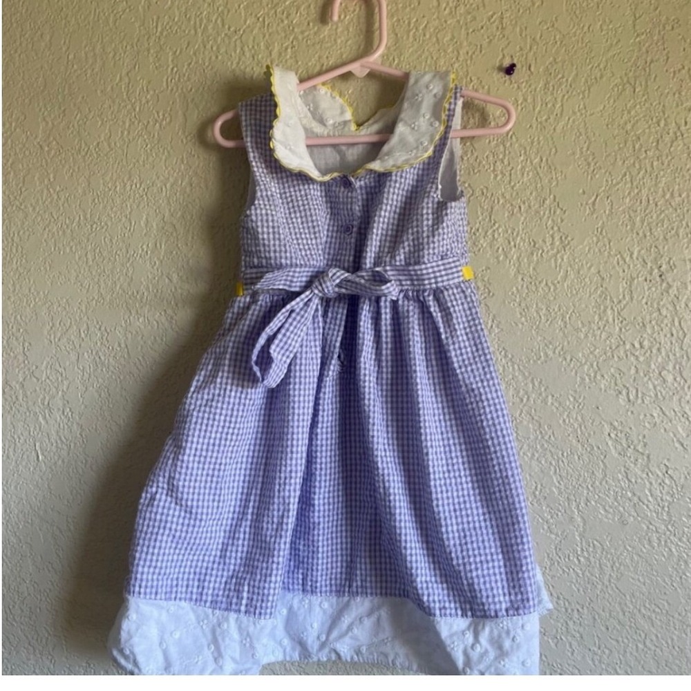Blueberi Boulevard Girls Purple Gingham Floral Dress Size 5 Easter Spring